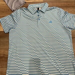 Adidas Men's Blue Striped Polo Shirt